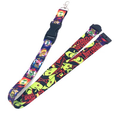 1/2" Full Color Lanyards With Safety Breakaway & Buckle Release
