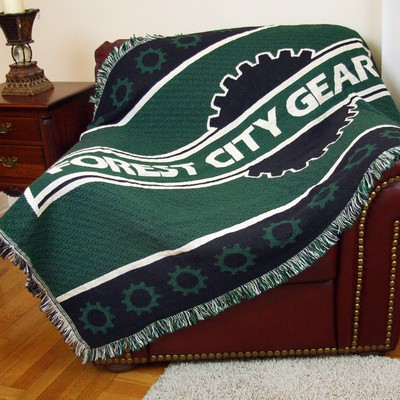 Custom 2.5-Layer CottonWeave™ Throw Blanket, USA-made. Size XL (52"x 72")